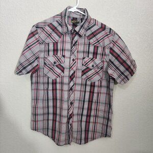 Helix Button-Up Shirt Mens Medium Plaid Short Sleeve